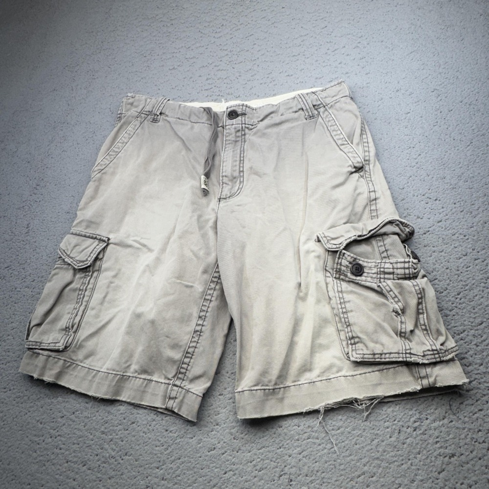 Aeropostale Cargo Shorts Mens 36 Brown Canvas Distressed Faded Frayed Y2K Street